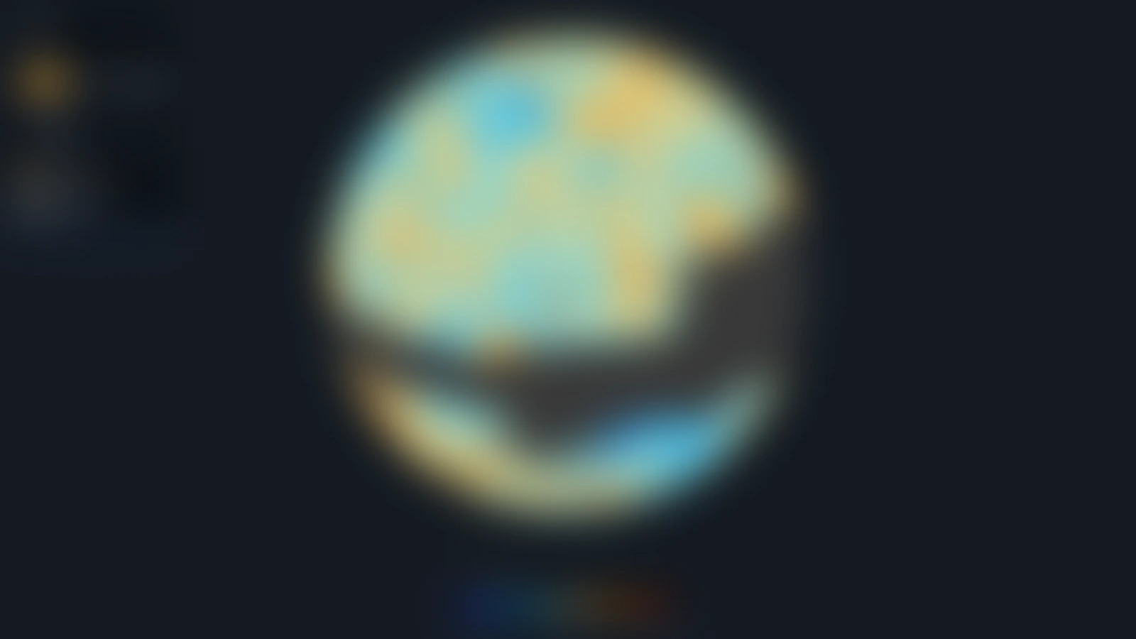 The cosmic microwave background temperature fluctuations on a sphere, with the masked band greyed out, a Tools menu at the upper left and a colour legend at the foot